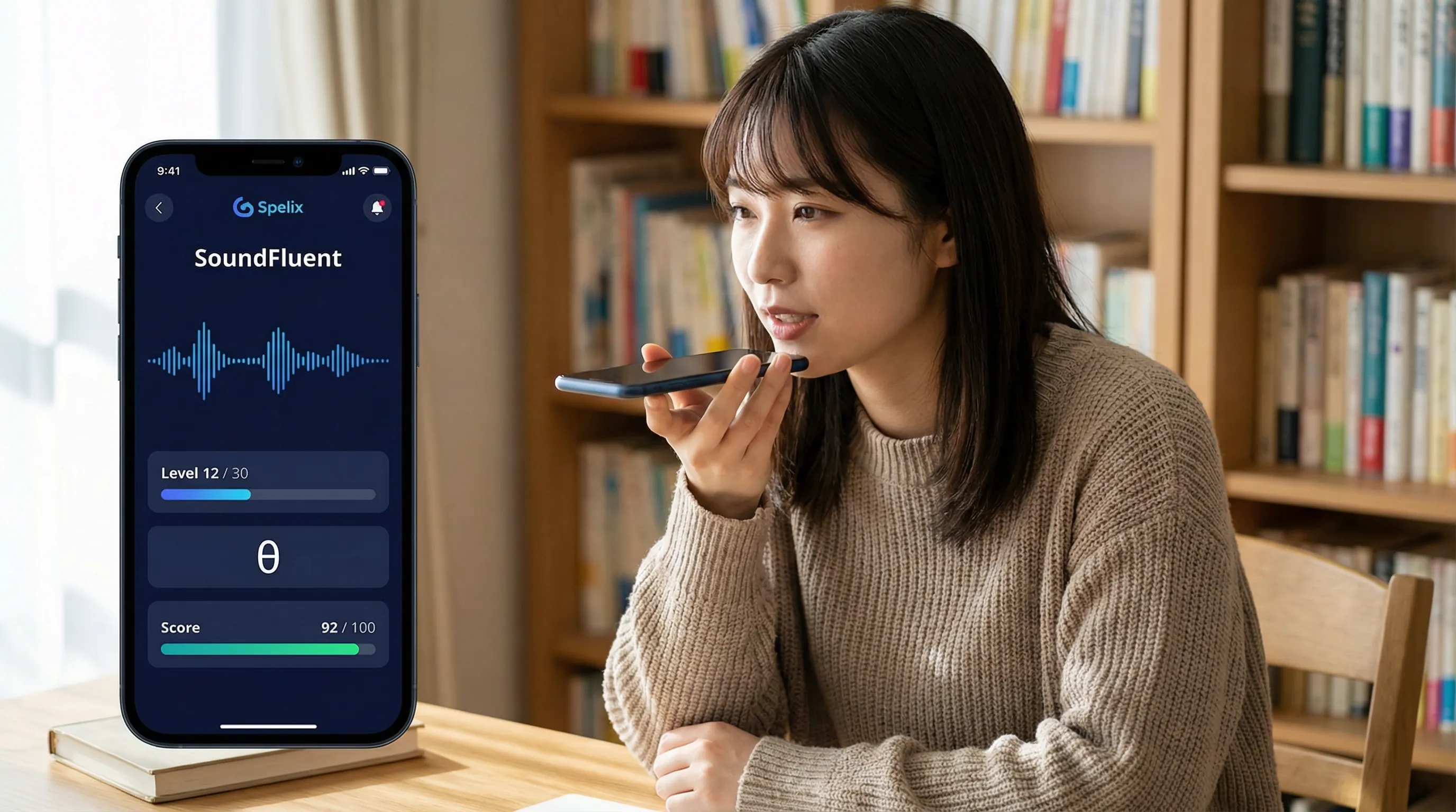 発音練習をする女性